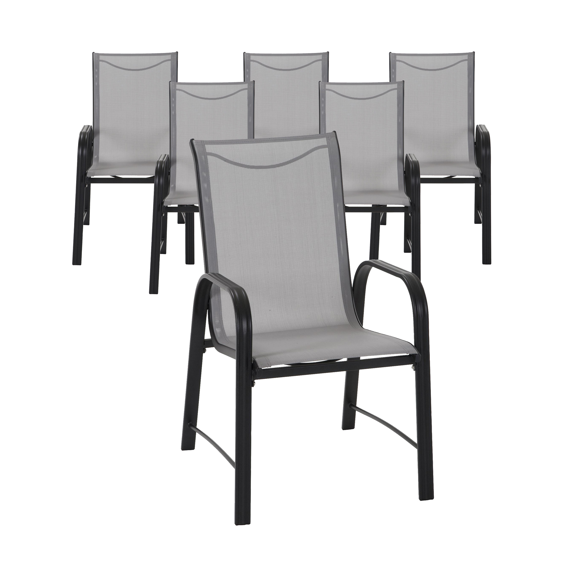 Cosco, Paloma Patio Dining Chairs, 6-Pack, Primary Color Gray, Material Steel, Width 17.75 in, Model# 88645GLGE